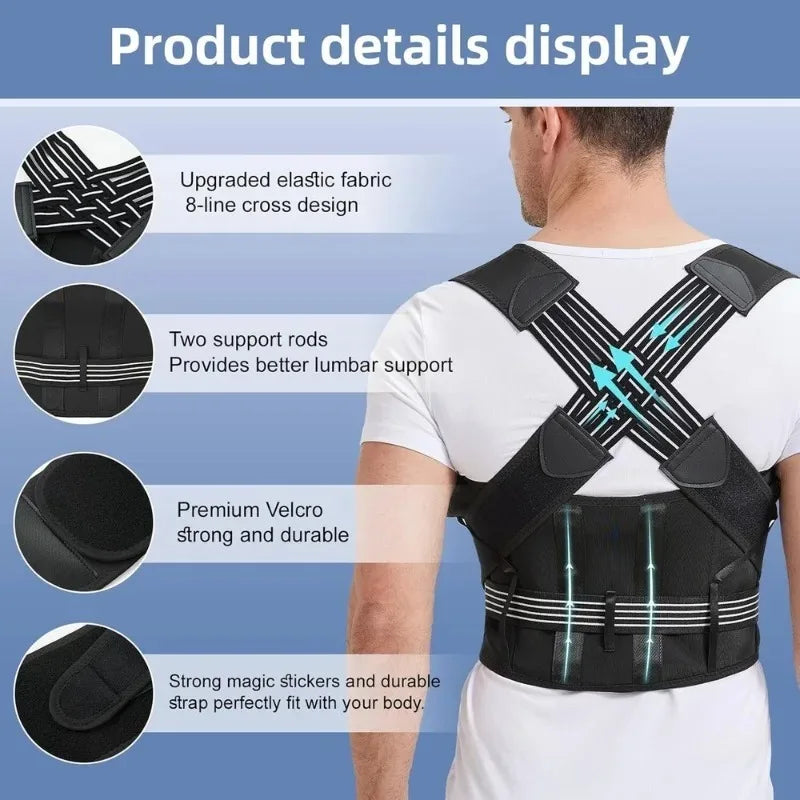 Back & Shoulder Posture Corrector Brace for Gym, Yoga, and Daily Support