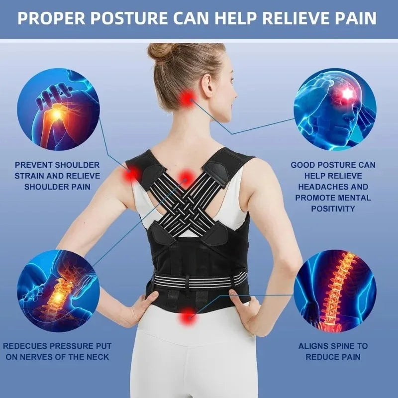 Back & Shoulder Posture Corrector Brace for Gym, Yoga, and Daily Support